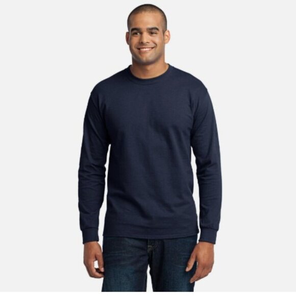 NWOT Lands End Mens XXL Long-Sleeve Navy Crewneck T-Shirt Nylon spandex - Picture 1 of 7